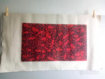 "Keith Haring" stampa su tela a rilievo