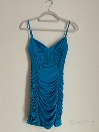 Vestito zara XS celeste blu aderente corto