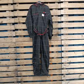 Tuta nera da meccanico, colletto a strappo, tg L