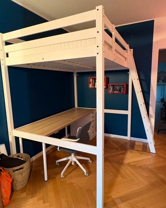 Letto soppalco STORÅ 140x200 + materasso MATRAND