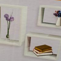 Set 3 Mensole Cubi Rettangolari Bianchi