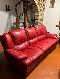 Divano in pelle 3 posti con 2 recliner