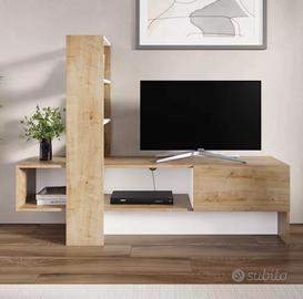 Parete attrezzata 180 cm rovere-bianco – mobile TV