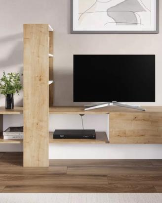 Parete attrezzata 180 cm rovere-bianco – mobile TV