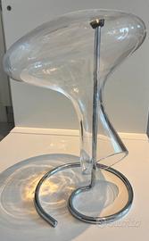 Decanter vino in vetro con supporto cromato