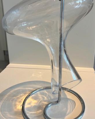 Decanter vino in vetro con supporto cromato