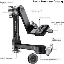 Testa gimbal per fotografia video  in alluminio 