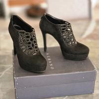 Scarpe Albano tacco alto nere camoscio