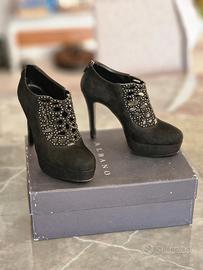 Scarpe Albano tacco alto nere camoscio