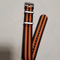 Cinturino NATO nero/arancione 22mm NUOVO