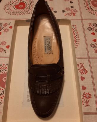 mocassino donna tacco medio marrone scuro n.39