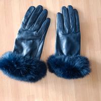 Guanti da donna in pelle blu