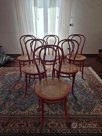 6 Sedie Rosse Thonet Originali