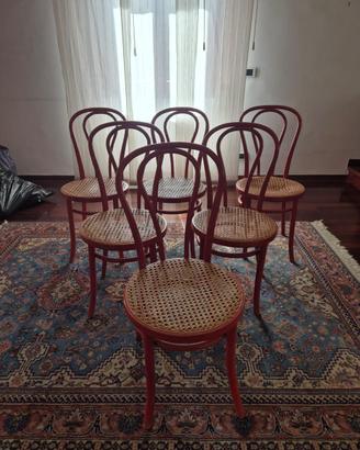 6 Sedie Rosse Thonet Originali