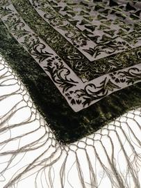 Scialle/sciarpa nuovo in velluto e mesh cangiante 