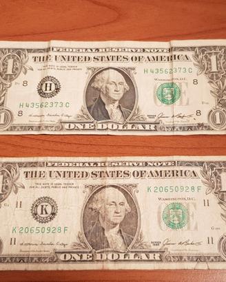 2 Banconota One Dollar USA del 1985
