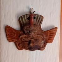 Antica maschera Maya Azteca terracotta argilla 