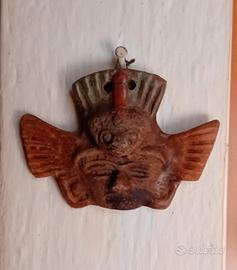 Antica maschera Maya Azteca terracotta argilla 