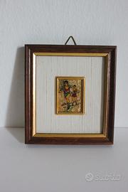 Cromolitografia podisti su foglia d'oro 23 kt