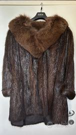 Pelliccia vintage castorino c/collo in volpe