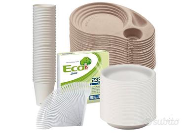 Set stoviglie biodegradabili eco