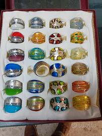 Anelli in vetro colorati 24 pezzi