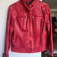 Giacca rossa in pelle effeto pitone Vintage