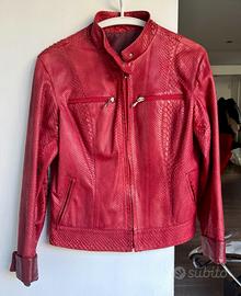 Giacca rossa in pelle effeto pitone Vintage