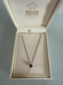 Collana oro bianco 18k diamante nero