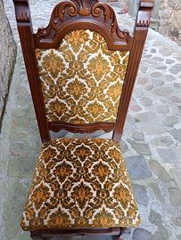 6 sedie in legno e tessuto