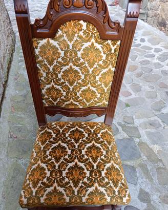 6 sedie in legno e tessuto