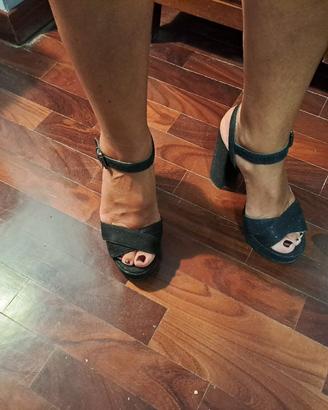 scarpe nere glitterate tacco 12