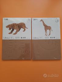 2 X 3D puzzle tigre e giraffa in cartone