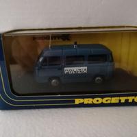 modellino fiat 900 t pulmino polizia