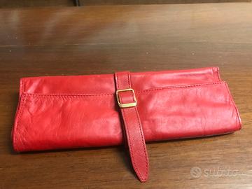 Portagioie vintage rosso in vera pelle SERRAPIANI