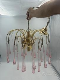 Lampadario a gocce oro e rosa