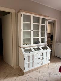 Mobile dispensa credenza con vetrina shabby chic