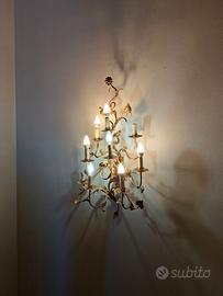 Grande applique vintage 8 luci in ferro dorato