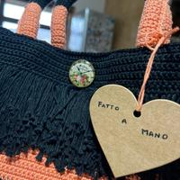 Borsa fatta a mano in juta e cotone