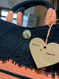 Borsa fatta a mano in juta e cotone