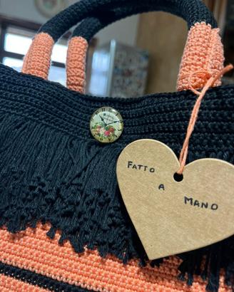 Borsa fatta a mano in juta e cotone