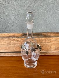 Bottiglia decanter vintage in vetro argento 925
