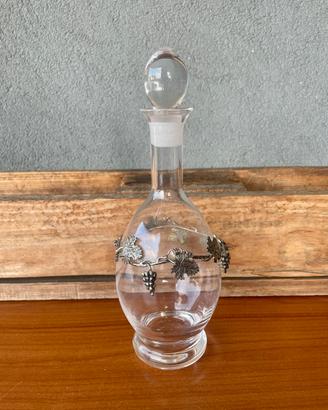 Bottiglia decanter vintage in vetro argento 925