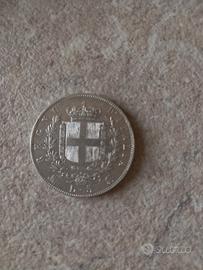 Moneta 5 lire d'argento 1870