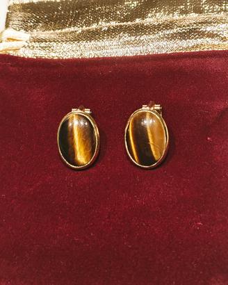 Orecchini a clip in argento 800  occhio di tigre 