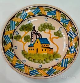 Antico piatto decorativo ceramica Grottaglie