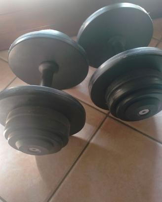 2 manubri gommati da 40 kg 20+20