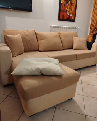 Divano Angolare con Penisola Contenitore e Letto