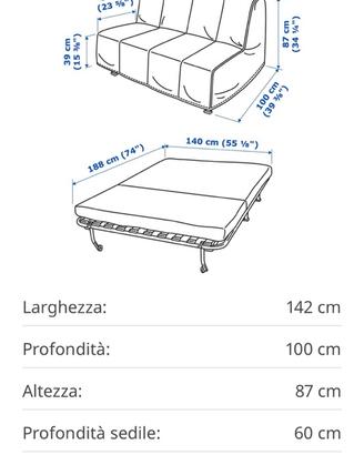 Divano letto Ikea lycksele  2 posti