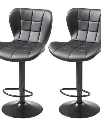 Set di 2 Sgabelli da Bar Girevoli Regolabili  Neri